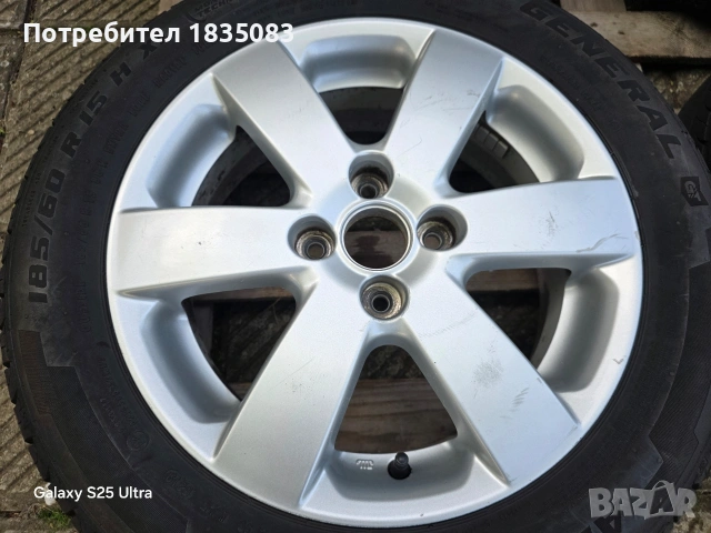 Лети джанти 15ки 4х100 Suzuki + летни гуми 185/60/15, снимка 5 - Гуми и джанти - 54421183