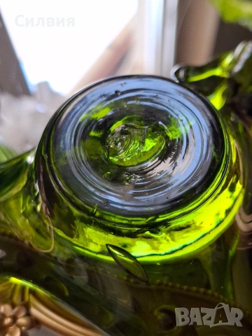 Ретро зелено стъкло , снимка 7 - Декорация за дома - 53968935