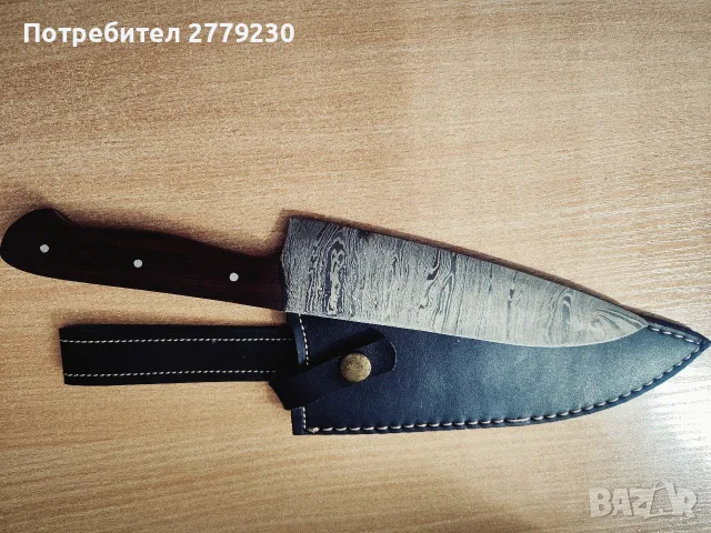 Ножка и нож от дамаска стомана ръчна изработка , снимка 7 - Ножове - 55389827