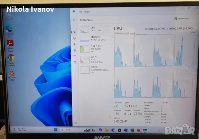 CPU Intel Core i3 10100 4.30GHz (LGA1200, 4 ядра 8 нишки, Вградено видео UHD Graphics 630) процесор, снимка 3 - Процесори - 55501965