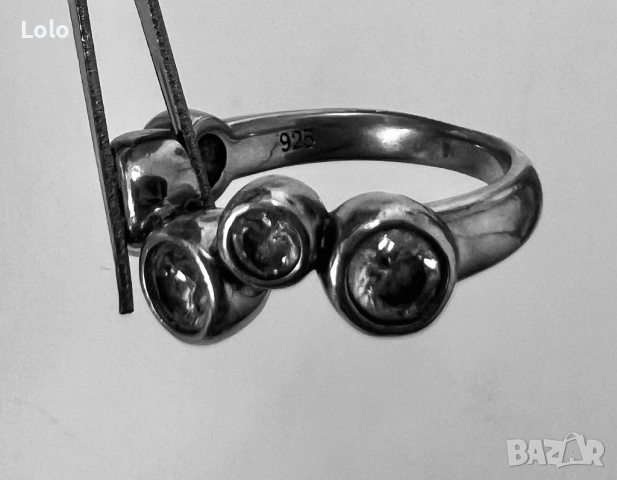 Елегантен пръстен от сребро 925 с цирконии-16мм, снимка 4 - Пръстени - 54005178