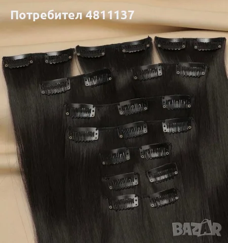 Кафяви екстеншъни на щипки, снимка 4 - Аксесоари за коса - 55324678