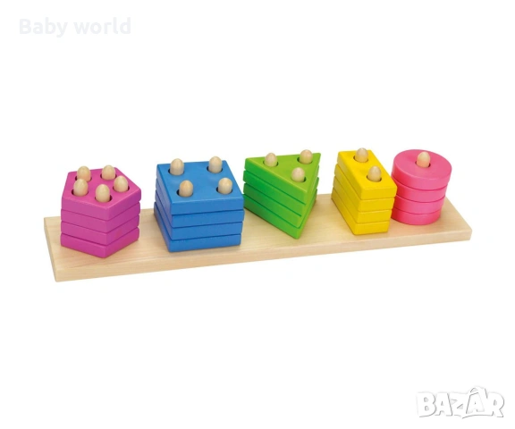 Дървена играчка за сортиране (низанка) Цветове Goki