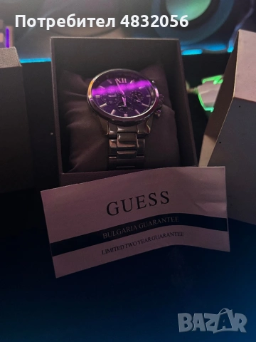Мъжки Сребърен Часовник GUESS (С гаранция), снимка 3 - Мъжки - 54600531