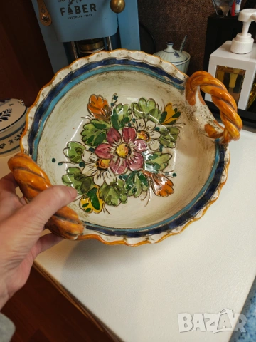 Ceramica maiolica Антикварна фруктиера , снимка 2 - Антикварни и старинни предмети - 54660309