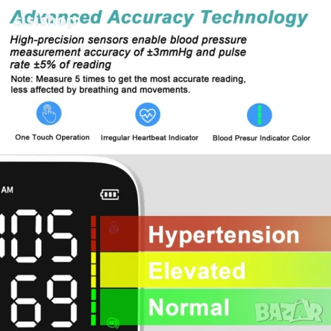 Прецизен апарат за кръвно с висок контраст и големи символи 4493, снимка 2 - Други - 53987894