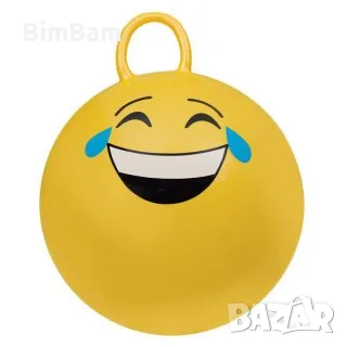 Промоция -50% отстъпка ! Подскачаща гумена топка с дръжка Smiley Face Yellow/Emoji - различни модели