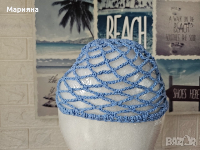 Ръчно плетени mesh hat /мрежести шапки/, снимка 4 - Шапки - 55241292
