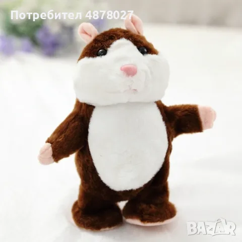 Рико - Говорещият хамстер - Цвят: Сив , Кафяв!/ Материал: плюш и ABS пластмаса + моторен механизъм; , снимка 2 - Плюшени играчки - 55496634