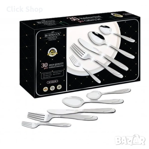 Прибори 30ч. Bohmann BH BP A30-SM, кутия, 18/10 s/s, неръждаема стомана, снимка 2 - Прибори за хранене, готвене и сервиране - 54923269