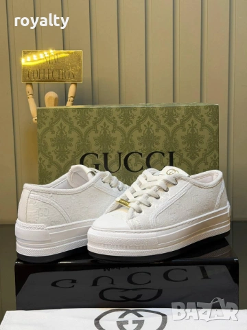 Gucci Нови Бели Дамски Маратонки Гучи с Кутия , снимка 2 - Маратонки - 54620782
