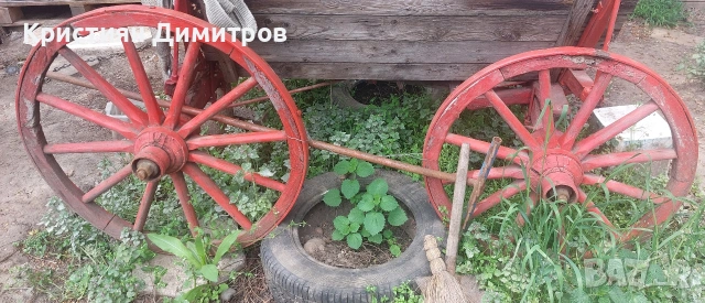 Продавам каруца с дървени колела , снимка 5 - Декорация за дома - 54353324