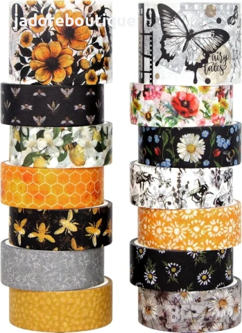 14 ролки/ к-кт Декоративно тиксо Washi tape Bee Garden, снимка 3 - Други - 54626075