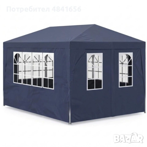 Градинска шатра павилион 3x4x2.5 м синя – Парти шатра със стени, 4 прозореца и вход с цип, снимка 4 - Градински мебели, декорация  - 54781042