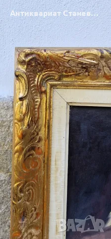 🎨✨ ВПЕЧАТЛЯВАЩ ЖЕНСКИ ПОРТРЕТ – МАСЛЕНА ЖИВОПИС В БОГАТА РАМКА В БАРОКОВ СТИЛ ✨🎨, снимка 10 - Антикварни и старинни предмети - 55304497