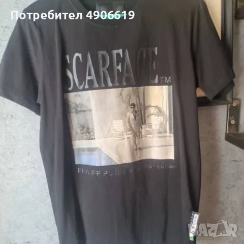 Ефектна мъжка тениска Philipp Plein x Scarface с Ал Пачино (Размер XL) – КАТО НОВА!, снимка 3 - Тениски - 55543188