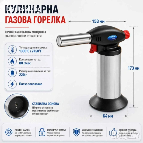 Сладкарска домашна мини горелка на газ сладкиши суши кухненска готвене, снимка 7 - Други инструменти - 29230754