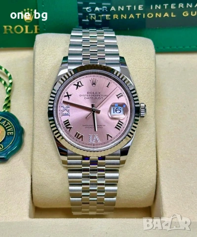 Rolex Datejust Silver Pink Roman Dial Ladies , снимка 5 - Луксозни - 55074216