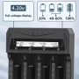 Универсално зарядно устройство за батерии 4 слота LCD – Li-ion Ni-MH AA AAA 26650 21700 USB-C 10446, снимка 3