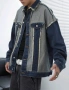 Ново мъжко карго дънково яке риза Street Style накъсан вид обърнат ефект овърсайз деним памук ХХЛ, снимка 6