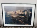 оригинална винтидж 1990 г.фотография принт изглед от Хонг Конг бизнес пристанище рамкирана 60x40cm, снимка 1