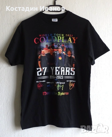 Coldplay Tour 2023 рок концерт тениска Колдплей