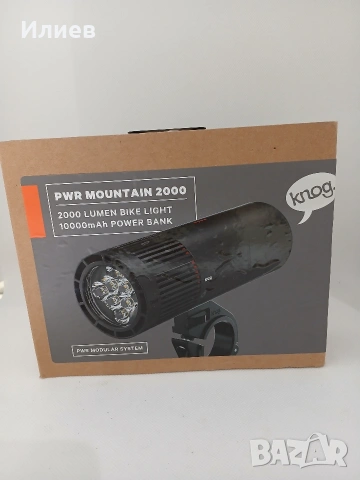 ​ЧИСТО НОВ професионален фар за колело Knog PWR Mountain 2000 + Power Bank 10000mAh