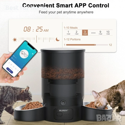 SURDY 2.4G WiFi интелигентна хранилка за домашни любимци с APP контрол, снимка 2 - Други стоки за животни - 55014673