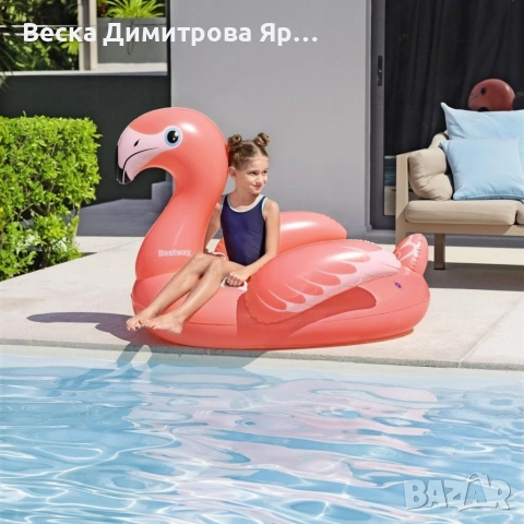Надуваем дюшек фламинго за деца, 138 x 107 см, до 45кг, 3+ годишни, снимка 3 - Басейни и аксесоари - 54959116