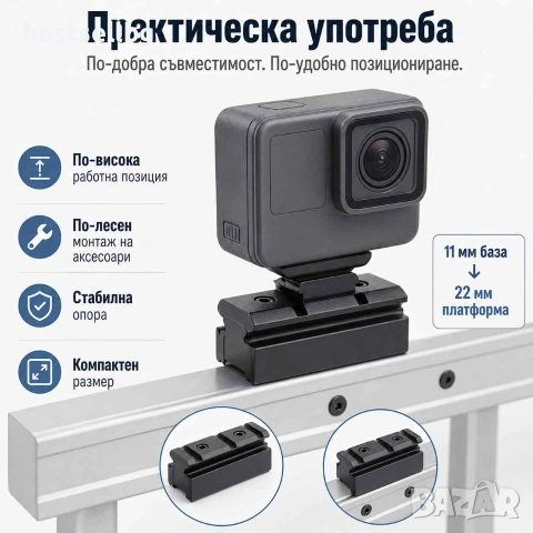 Преходна шина стойка адаптер 11мм-22мм Weaver / Picatinny за оръжие пушка ерърсофт прицел оптика, снимка 6 - Оборудване и аксесоари за оръжия - 54109807