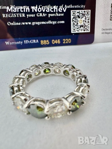 Сребърен пръстен с мойсанит (Диамант) 7 карата, снимка 8 - Пръстени - 54343685