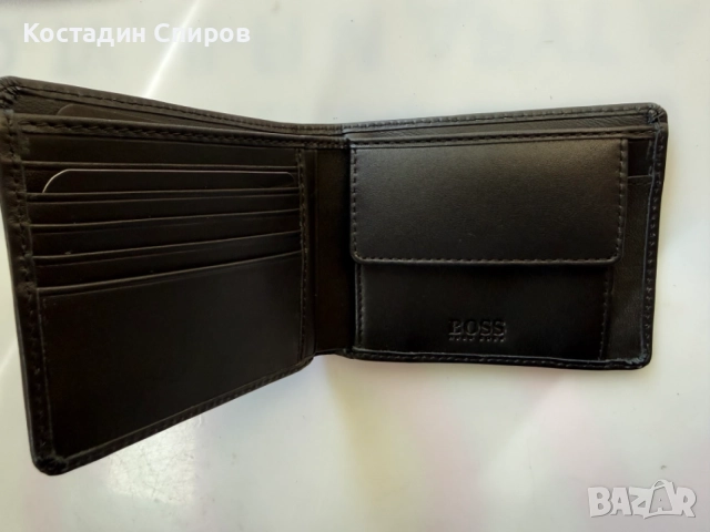 Черен мъжки кожен портфейл BOSS Asolo, снимка 3 - Портфейли, портмонета - 55230526