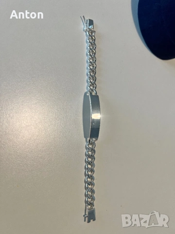 Сребърна гривна с плочка, снимка 2 - Гривни - 54245284