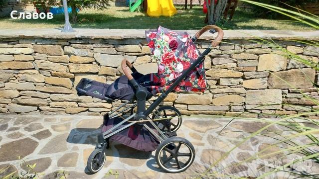 детска количка Cybex Priam Spring Blossom Dark, снимка 3 - Детски колички - 55102307