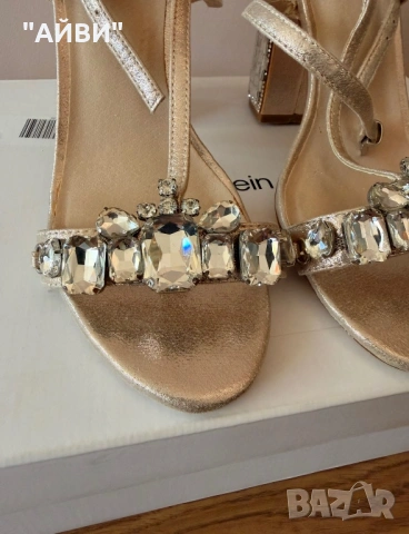 ASOS Луксозни дамски златисти сандали с камъни, снимка 9 - Сандали - 54090462