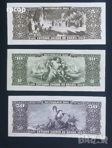 Бразилия. 5, 10 и 50 крузейро. 1953- 1963 година. UNC. 3 бройки., снимка 2 - Нумизматика и бонистика - 49571137