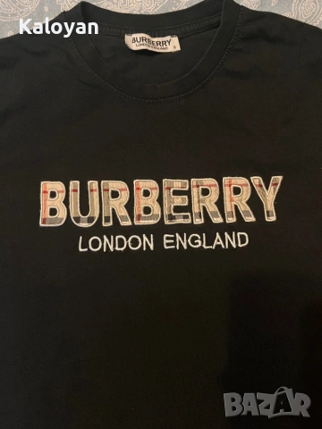 Черна тениска с логото на Burberry , снимка 3 - Тениски - 54330308