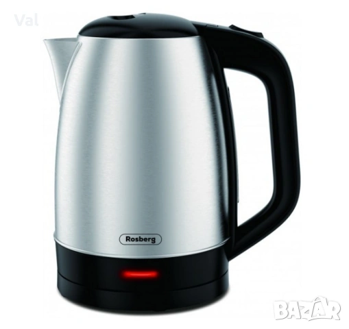 Електрическа кана Rosberg R51230N, 1800W, 1.7л., Корпус неръжд. стомана, S/S, 2 ГОДИНИ ГАРАНЦИЯ