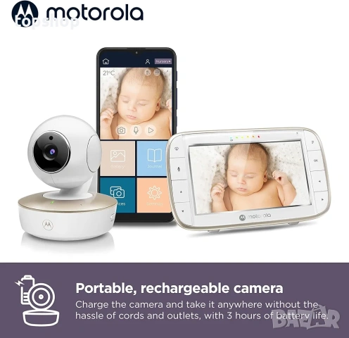 Смарт бебефон с 5" екран Motorola Nursery VM855 – Комплект (За части/Ремонт)  , снимка 3 - Бебефони - 55159769