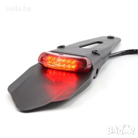Заден калник за мотор с LED стоп 12V – Ендуро/Мотокрос опашка, ABS, черен, 33x11 см 10135