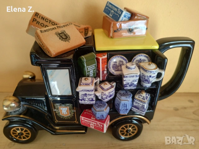 Рядък колекционерски чайник камионче с порцелан Ringtons Cardew, снимка 4 - Други ценни предмети - 54142444