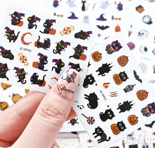 30 бр Хелоуин Halloween слайдер ваденки водни стикери за нокти маникюр декорация, снимка 2 - Продукти за маникюр - 54935688