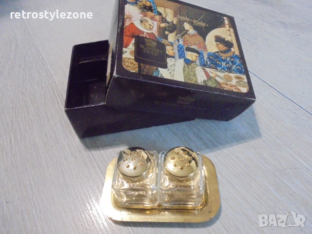 № 8601 Винтидж комплект SCANDIA GULD – две мини солнички с подносче  