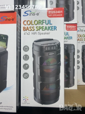 Радио тонколона Sing-e 2x4" BT/FM/USB/TF/AUX/TWS/LED № ZQS2401, снимка 2 - Тонколони - 54195980