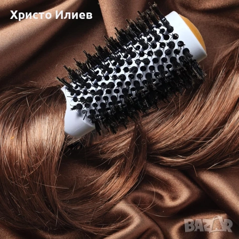 Кръгла керамична четка за коса 53 мм, Global Keratin Thermal Round Anti-Static Brush 53 mm, снимка 8 - Други - 54327249