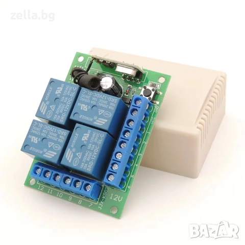 4-канален релеен модул с дистанционно управление 12V 433MHz – комплект с 2 дистанционни 10273, снимка 6 - Друга електроника - 54662156