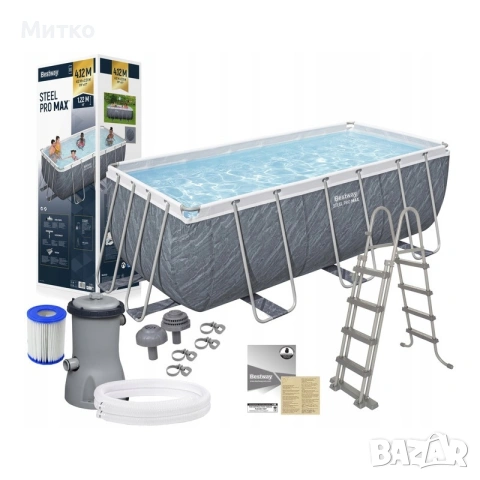 Басейн сглобяем 412x201x122см Bestway с филтър, стълба и дозатор за хлор гаранция 2год.НОВ