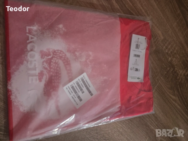 Нова червена тениска Lacoste размер М, снимка 2 - Тениски - 54809694