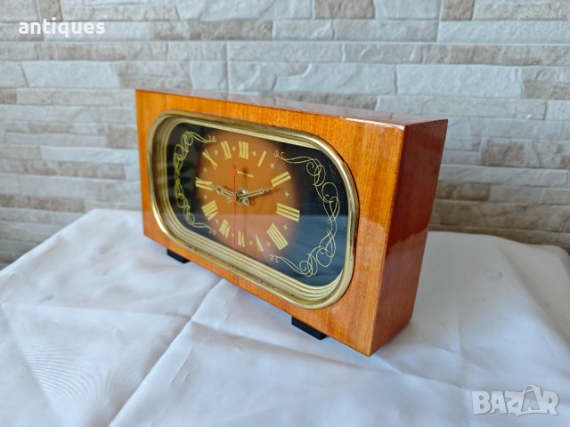 Kаминен кварцов часовник - Янтарь / Jantar - Антика - 1970", снимка 4 - Антикварни и старинни предмети - 54105767