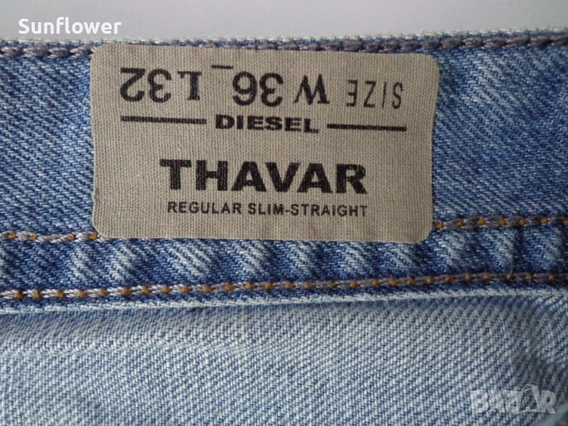 Мъжки светлосини дънки Diesel Thavar, размер W36 L29  , снимка 11 - Дънки - 54608132